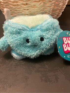 Bum Bumz Cyrus Cereal bowl w/spoon. Cute blue stuffy plushy stuffed animal